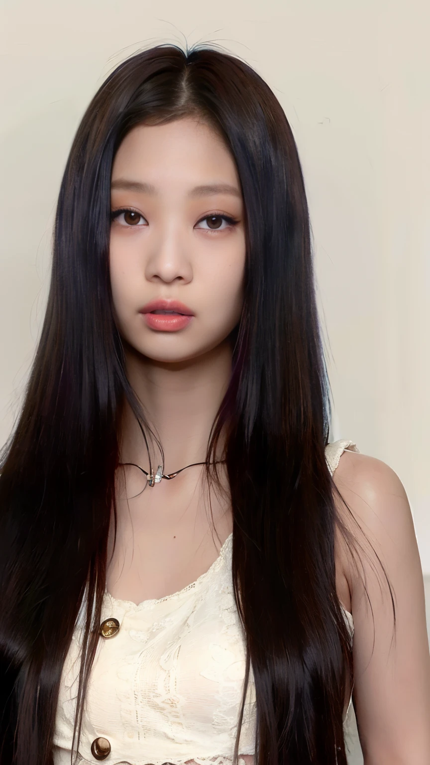 Mujer arafed con cabello largo y negro y un top blanco, El Corte Hime, Peinado blanco de corte hime, Jaeyeon Nam, Cabello negro Hime cortado, Blackpink Jennie, con el pelo largo, Jossi de Blackpink, Sui Ishida con cabello negro, Chiho, she is about 1 6 , Gongbi, Peinado liso, Parque Roseanne de Blackpink