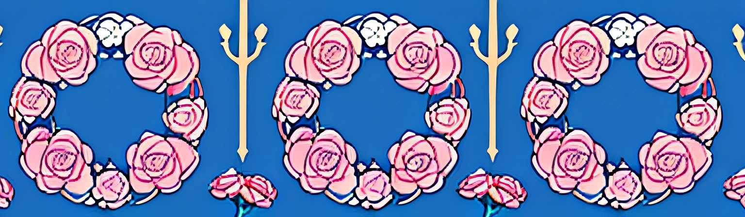 without humans,without humans,tmasterpiece,Best quality at best,(Clear itinerary),flat form style,(blue,Pink theme:1.2),rosette,petals,beatiful background, Patterned,blooming flower,the bow,Bow knot,Cute little bunny