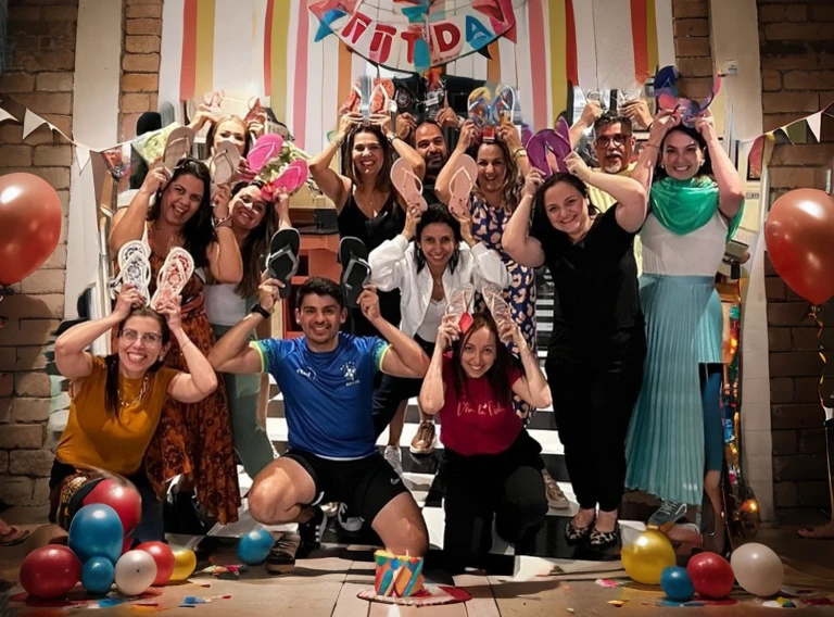 Insert birthday party backdrop with balloons and banners