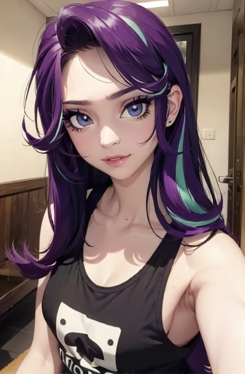 Chica con ropa grunge , Tiro superior,((Selfie)), lindos ojos, cabello largo, fondo aleatorio, besar, Beautiful, senos grandes , pechos hrandes , mirada coqueta, ((muy detallado)), (Cara perfectamente detallada), (Mano bien detallada), Imagen fotorrealista. , hermosa chica , 20yr old , lindo maquillaje  , labios rojos , sombra de ojos azul , bolso a la moda , posando para la foto , hermosa sonrisa