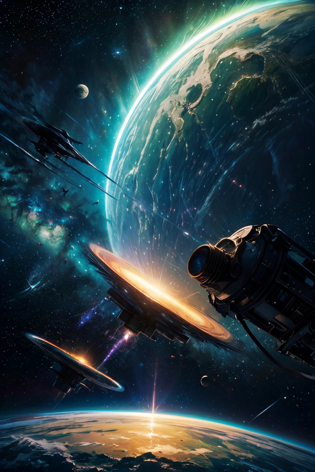 (La mejor calidad,4k,8k,Altas Resoluciones,Obra maestra:1.2),Ultra detallado,(realista,fotorrealista,fotorrealista:1.37),arte planetario,sistema solar,cielo nocturno,estrellas brillantes,Cosmic Wonders,Cuerpos celestes,planetas en movimiento,Orbiting planets,space exploration,astronomy,Viaje interestelar,exoplanetas,alien worlds,galaxias distantes,Nebulosas,viveros estelares,Explosiones estelares,Milky Way Galaxy,intergalactic journey,cosmic dust,Continuo espacio-tiempo,Materia oscura,revelando el universo,Belleza infinita,astrophotography,Galactic Adventures,universo misterioso,Cosmic Energy,Explorando lo desconocido,Constelaciones estelares,Celestial Navigation,stellar dynamics,Deep space exploration,CosmicLandscapes,vista de astronauta,universo espectacular,Paisajes impresionantes,horizontes lejanos,Espacio luminoso,Estrellas pulsantes,cosmic ballet,Paisaje lunar,visiones de otro mundo,enigmatic space,cosmos cautivador,ever expanding universe,auroras coloridas