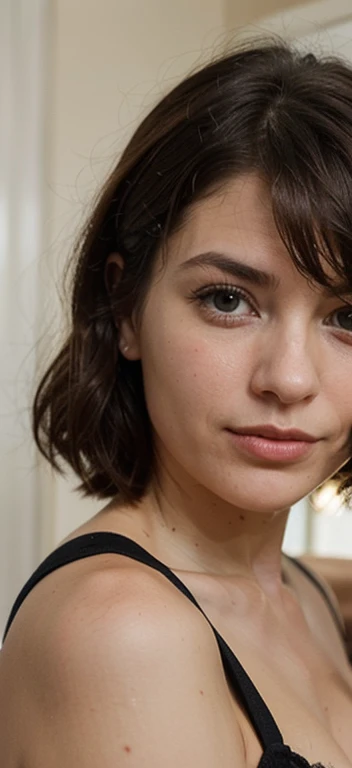 Gere uma imagem realista de uma jovem exploradora digital. Ela tem 25 anos, tem olhos castanhos expressivos e cabelos pretos com brilho natural. Its appearance is vibrant and authentic, reflecting a mix of curiosity and elegance. Vista-se com estilo Equilibrando conforto e moda, (((foto de perfil profissional olhando para frente)))