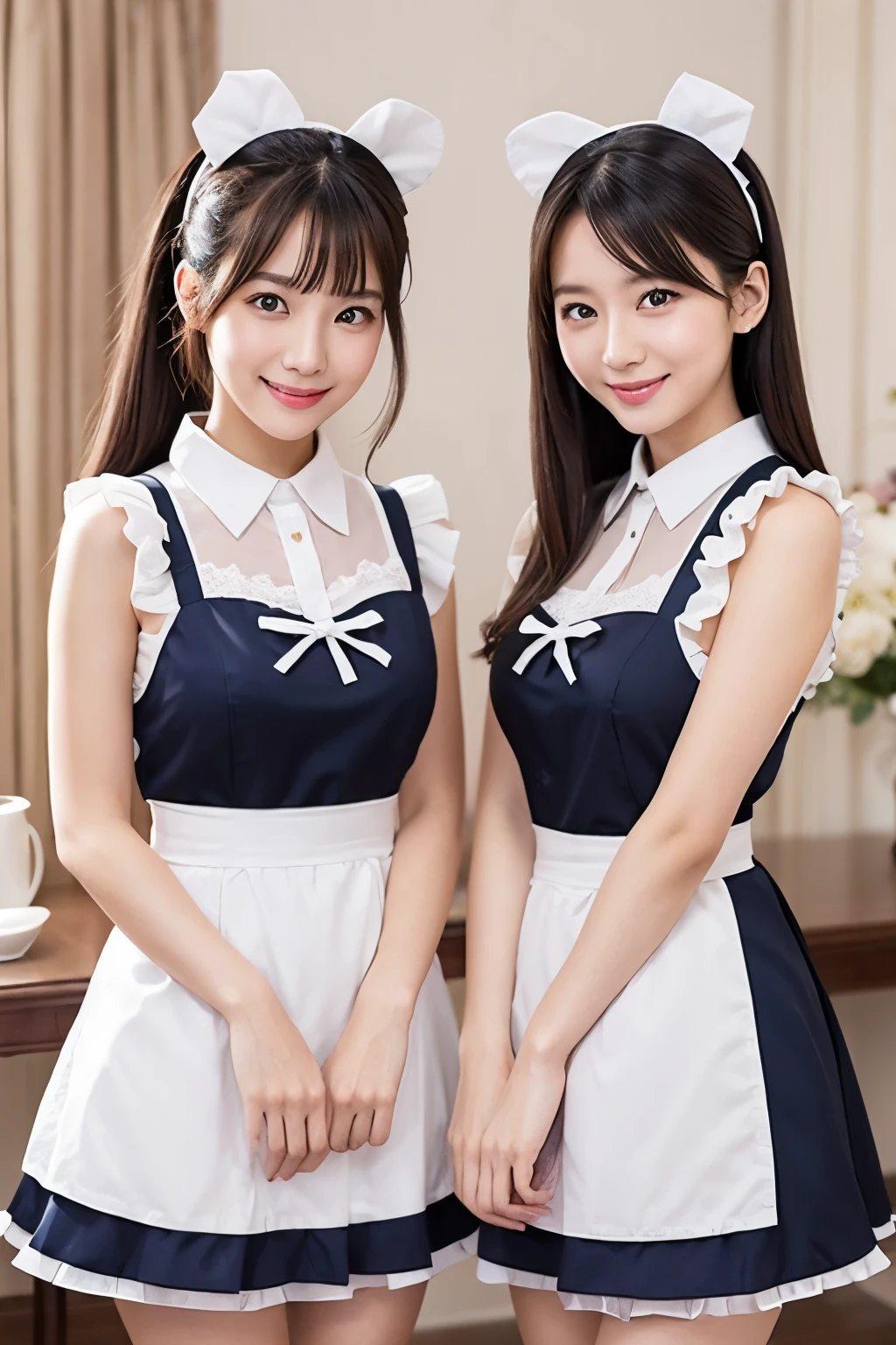 a beauty girl　Maids　エロ　twinsies　A smile