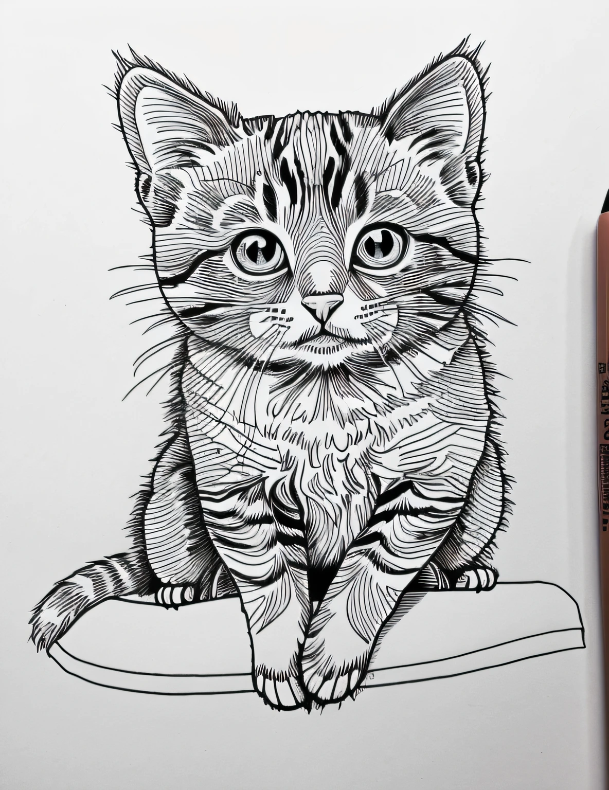 masutepiece,Best Quality,line-drawing,handdraw,1 kitten,Pampering