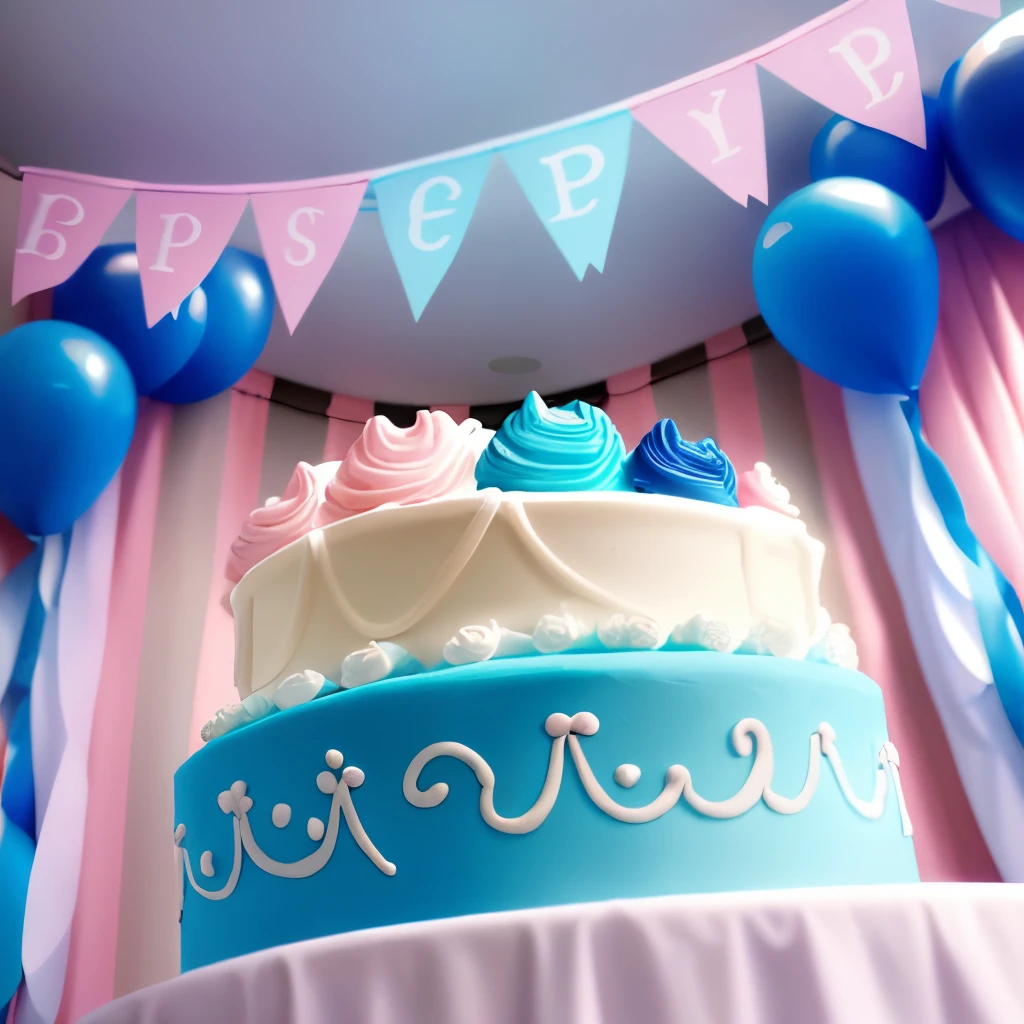 Babyshower color azul opaco y rosa opaco