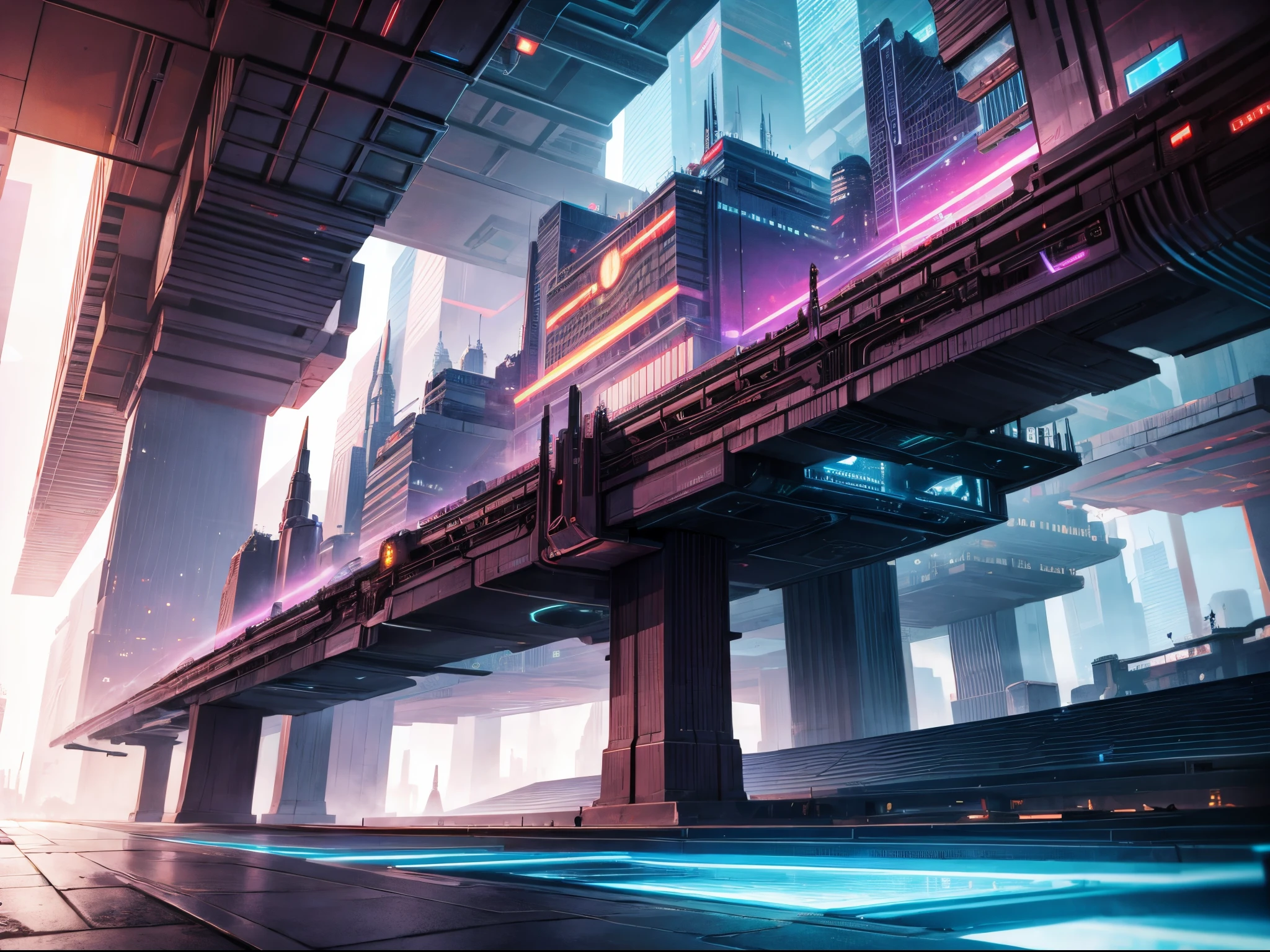 Futuristic cityscapes connected by intricate wormholes, illustrating the integration of advanced technology in a multiverse setting. enormous breast