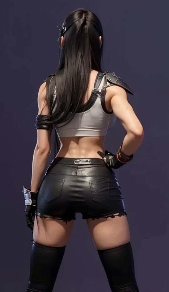 (best quality,ultra-detalhado),(Realistic:1.37),Tifa Lockhart, Rosto bonito e detalhado, maquiagem preta nos olhos, expression serious, textura ultra realista, rosto delicado, corpo delicado, Fit physique, usando batom e brilho labial