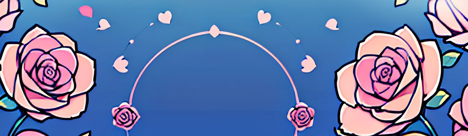 without humans,without humans,tmasterpiece,Best quality at best,(clear itinerary),flat form style,(blue,Pink theme:1.2),rosette,petals,beatiful background,Symmetrical, patterned,blossoms,the bow,Bow knot,Cute cute little bunny