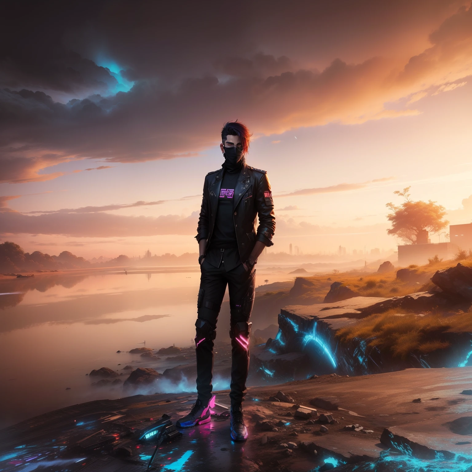 Change background, cyberpunk handsome boychane gbackground cyberpunk handsome boy.reaIistic face,uItra reaIistic