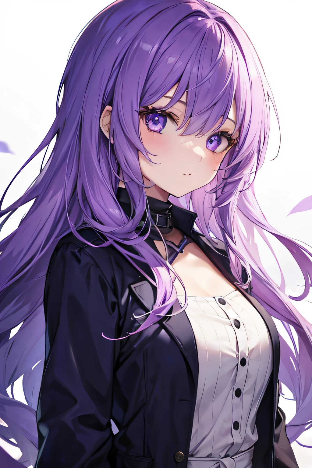 Girl with purple hair and eyes.