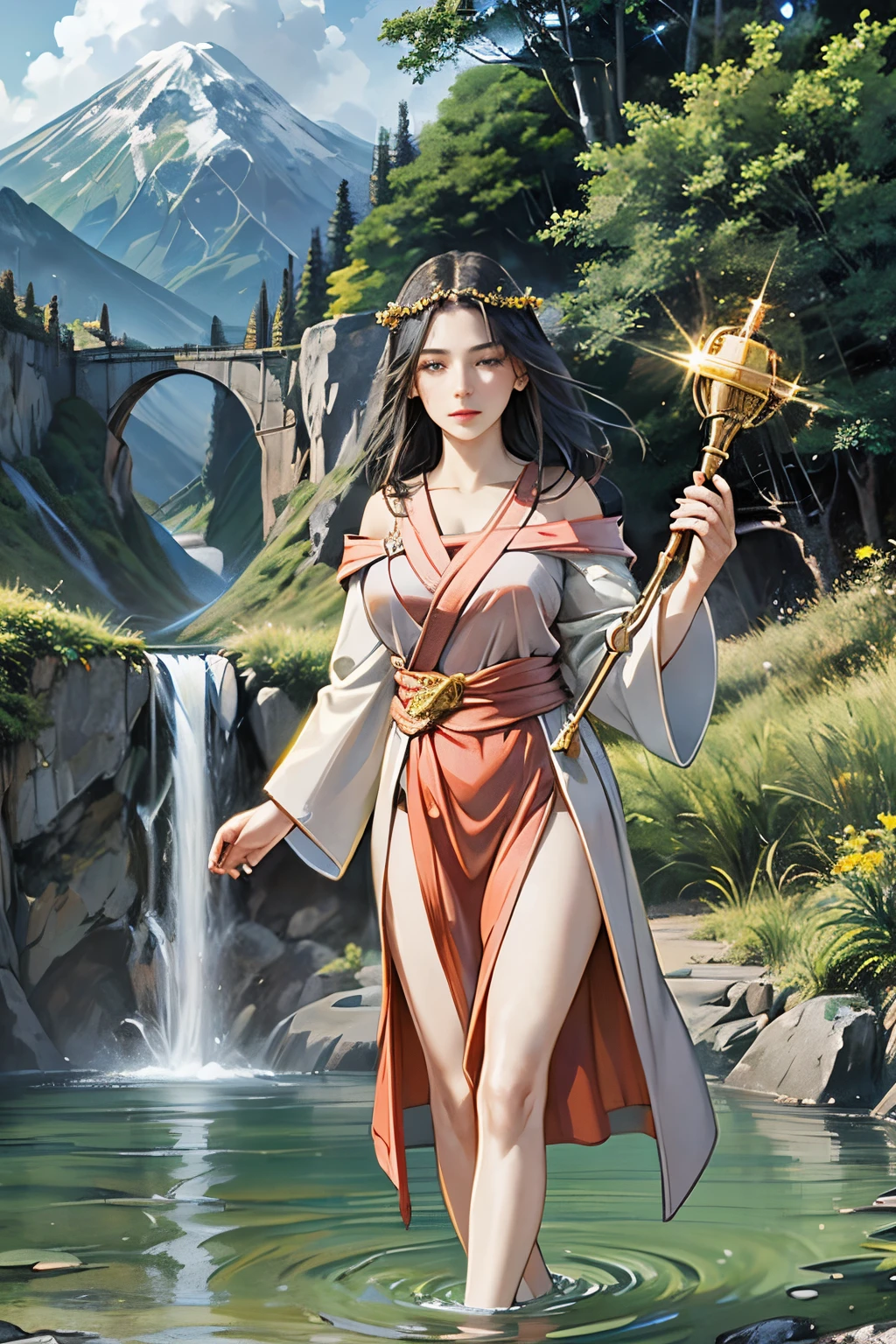 The Goddess of Geography is an elegant and mysterious female figure who exudes a firm and charming temperament. Her skin is as white as snow, exuding a hint of purity and divine radiance.
Her hair is like a blooming earth, long and smooth, dotted with flowers and plants with various natural elements. Her hair is mixed with the scent of the forest, symbolizing her deep connection to nature.
Her eyes were bright and intelligent, as deep as a lake. The eyes shimmer with the wisdom and endless vitality of the earth, revealing the desire and exploration of geographical knowledge.
She wears a sumptuous robe decorated with geographical elements and natural landscapes, embroidered with geographical features such as oceans, mountains, forests and rivers, exuding fiery energy and the breath of life.
She holds a globe symbolizing a scepter, on which the earth's various features and geographical features are mapped, from volcanoes to rainforests, deserts to glaciers. The globe emits a shimmering light, symbolizing her mastery and guidance of geography.
At the foot of the goddess of geography, a rich and diverse geographical landscape is revealed, such as vast grasslands, rolling mountains, clear lakes and rushing waterfalls. These landscapes show the goddess of geography's praise for nature's creativity and diversity.
The goddess of geography exudes a warm and harmonious aura, and she is the creator and guardian of geography. With wisdom and vitality, she leads mankind to explore and understand the mysteries of the earth more deeply.
The image of this geographical goddess is full of charm and wisdom, symbolizing the charm of geographical knowledge and the vitality of nature. She is the link between the earth and humanity, allowing us to appreciate and respect the beauty and wonder of the earth.