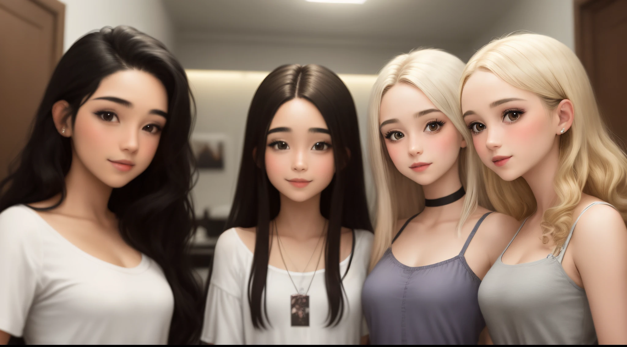 a picture of three people. one boy with curly black hair whose mexican, one girl who has long brunette straight hair whose latina, and one girl who has a blonde mullet and is white