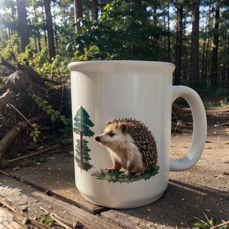 Hedgehog in the forest, Mug design, art