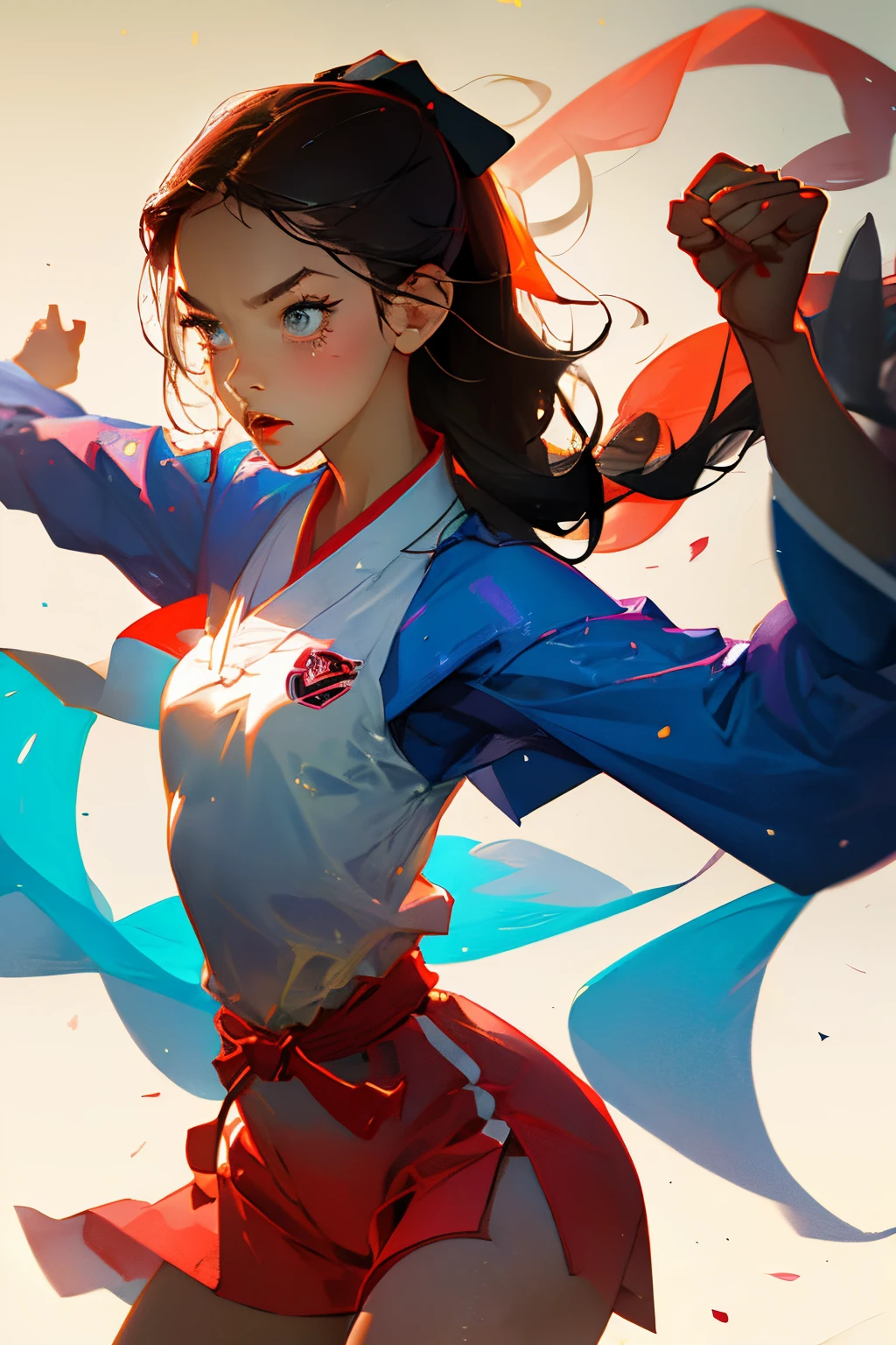 girl wearing karate uniform Girl with small breasts