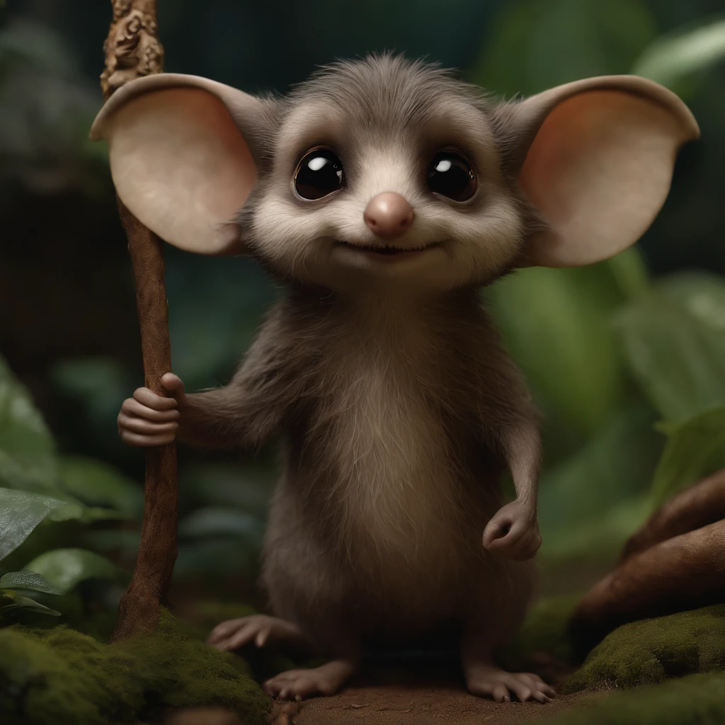 (CBZBB:1.25),gremlin,  hobbit style, in the style of John Tolkien, looks like ,gremlin looks like a mole((taupe)), huge ears, doubled nose, five toes on paws, detailing, Hobbit-style house in a clearing under an oak tree, gremlin mole holds a large acorn in his paws, CBZBB,Cute, Small, baby, Beautiful, Fantasy art, deviant art, trending artstation, Digital Art, Detailed, Realistic, humanoid, character, tiny, Cinematic shot, cinematic portrait of a mole, cute character, looks like a gremlin, looks like a mole,    ,gremlin, mole-like, bright silver and brown,  tail, large ears, elongated nose,,,,, covered with silver fur, holding a large acorn in his paws, water, Burrow, tree roots stick out from the walls in the hole,  mushrooms sticking out of the ground, Best Quality, Masterpiece, in style of dark fantasy art,真实感, Realism, tmasterpiece, Brad Jongsan walks in the jungle (Night of the Fireflies), (higly detailed: 1 1), rough face, natural skin, hiquality, NSFW, pretty eyes, (Detailed face and eyes), (s face: 1 2), tumult, Complementary, real-photo, ........PSD, Lightweight Film Photography, sharp-focus, contrast lighting, Detail Skin, high resolution 8k, Crazy detailing, Realistic, professional photo of a, 8K UHD, dslr, soft light, hiquality, film grains, Fujifilm XT3, dark fantasy style,