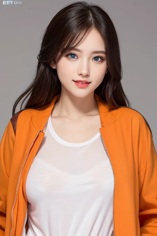 Orange coat,eBlue eyes,whitet-shirt