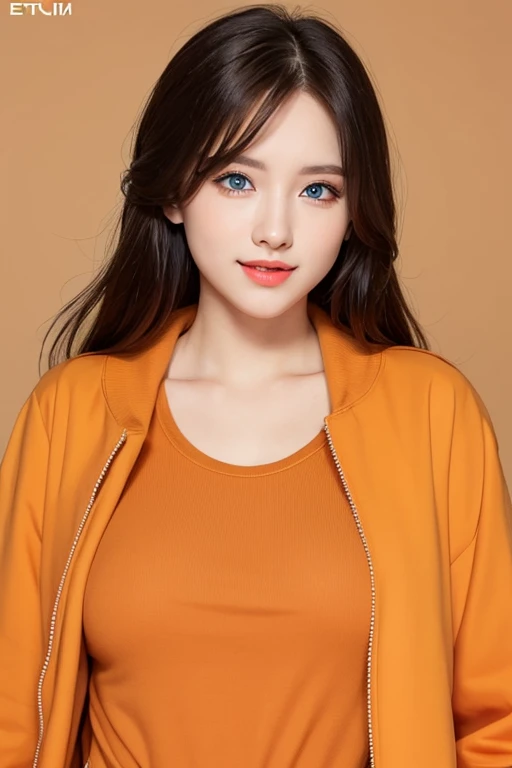 Orange coat，eBlue eyes，whitet-shirt