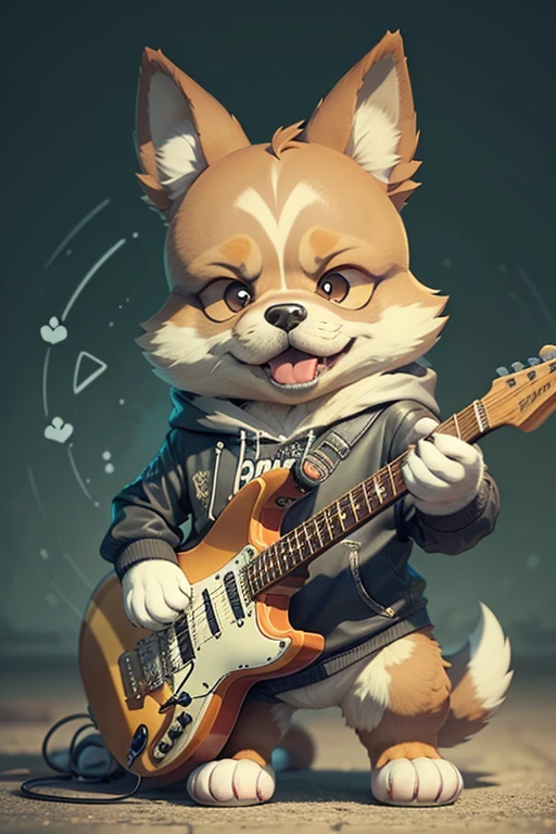 Cartoons of guitarists、anthropomorphic dog dog