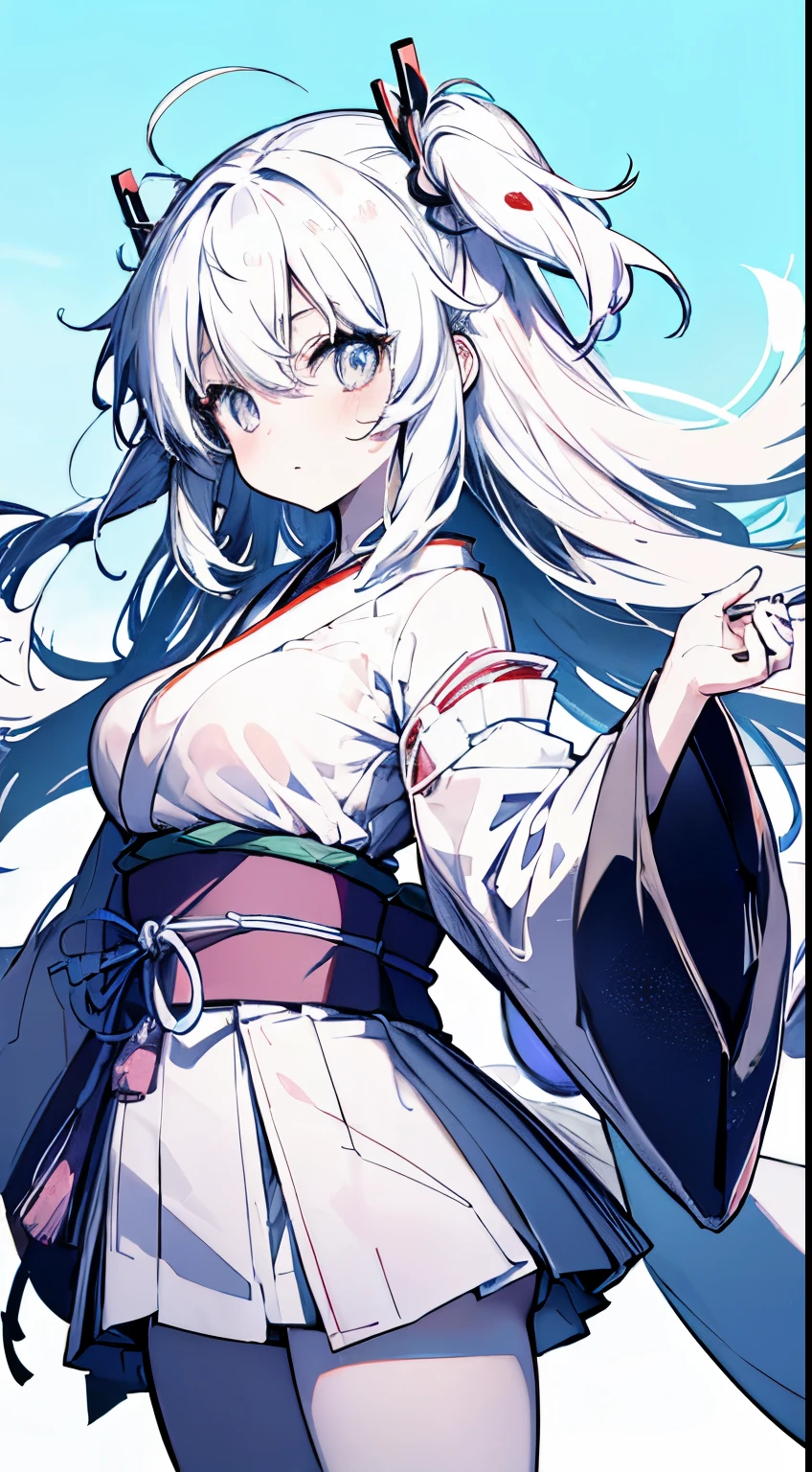 (Japanese cartoon),(cute big breasts)(tmasterpiece), (Best quality at best),1个Giant Breast Girl,The upper part of the body,(double contact:1.2),(simple backgound:1), (Movie Angle),(dynamic angle),Long messy hair,(low-contrast),(flat colour:0.7)