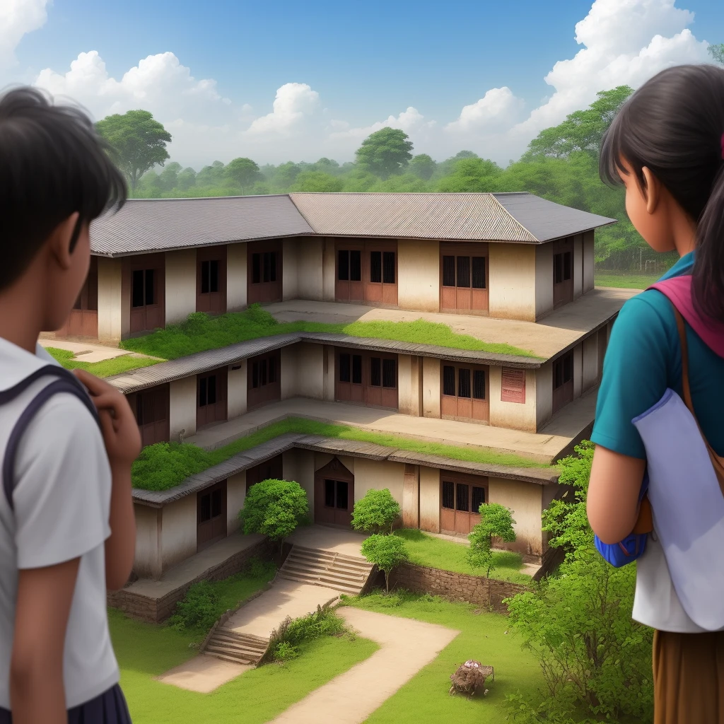 Students are going to Balkumari kanya secondary school in bharatpur chitwan realistic face high quality Hd