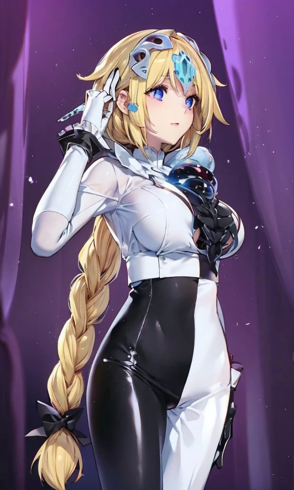 the real thing、女の子1人、17 age、a blond、Embarrassed face, Longhaire、Braids、Twin-tailed、((White leather suit:1.5)), ((Breasts with visible nipples)), ((Slim waist))、a wet body、cowboy shot、Forward-facing、Shiny body、pee、Looking at the camera、((genitals are visible))、((Take a photo from below))、top-quality