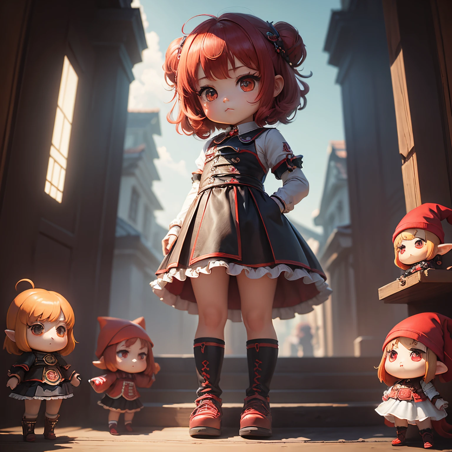 masterpiece、top-quality、ultra-detailliert、(Chibi Chara's Daughter:1.2)、creepy red gnome