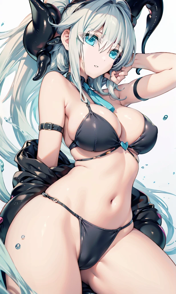 Beautiful girl with big，Infested with disgusting black slime，Body bound by tentacles，Become a sexy clown