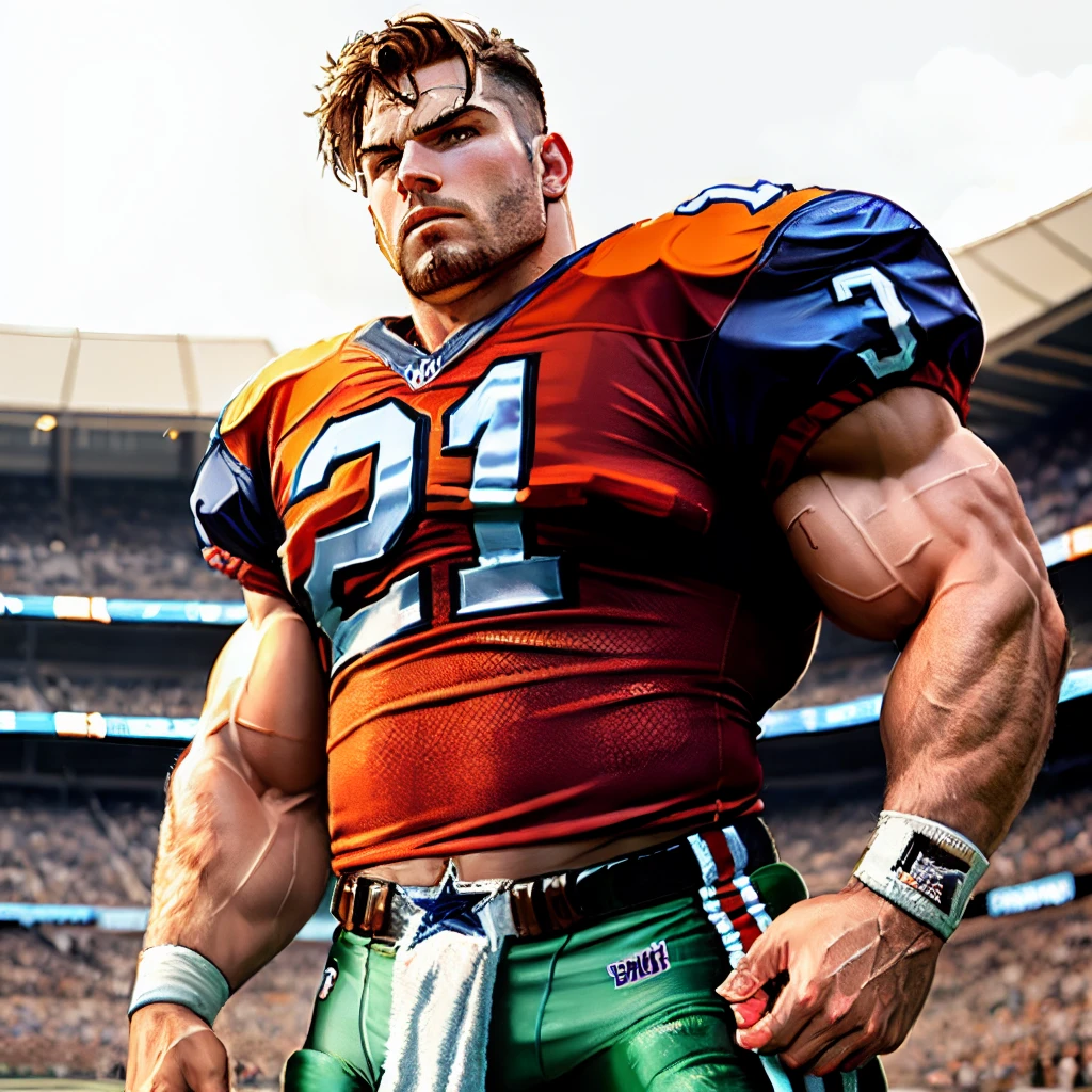 Dallas Cowboys Cowboy Mascot Flexing Strong Muscles in Football Gear