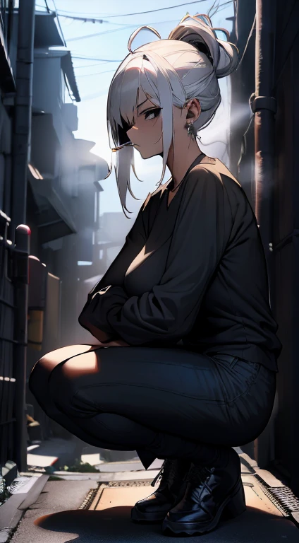 masterpiece, best quality, Ultra-high resolution (Reality: 1.4), original photo, 35mm lens, Aperture F1.4, Movie Posters, Light and Shadow, A girl, Wearing a white cardigan, Black long hair, Real skin, (Skin details: 1.3),