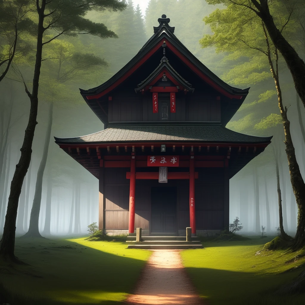 A shrine that stands alone in the depths of a pitch-black forest