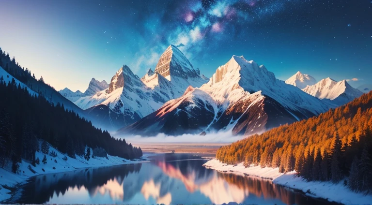 (best quality,4k,8k,highres,masterpiece:1.2),ultra-detailed,(realistic,photorealistic,photo-realistic:1.37),landscape,mountains,noon,sky,stars,shooting star,trees,colorful,surrealistic lighting,serene atmosphere,ethereal,peaceful,grandeur,tranquil,rolling hills,expansive views,majestic peaks,lush greenery,deep blue skies,breathtaking scenery,airy clouds,dreamy,immersive,calm,harmony,sublime,vivid colors,sparkling stars,luminous moonlight,spectacular sunset,magical twilight,misty morning,dim rays of sunlight,shimmering celestial objects,glowing constellations,whispering winds,majestic hights,endless horizon,serene stillness,undulating landscape,natural wonders,tranquil beauty,quiet solitude,awe-inspiring panorama,heavenly scenery,splendid vistas,soaring mountains,breathtaking beauty,natural majesty,perennial trees,billowing clouds,celestial haven,mystical aura,unspoiled nature.add nepal krishna mandir trmple with mountain everest