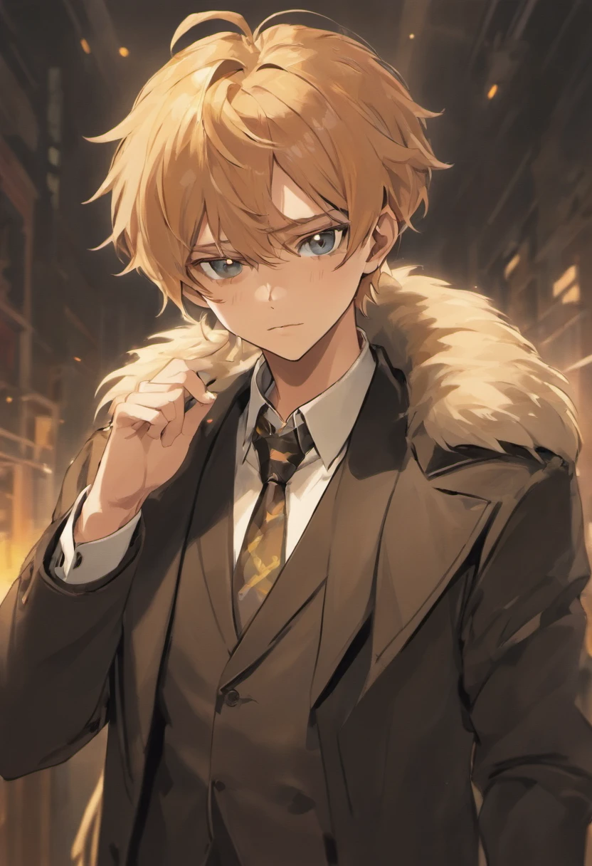 4K, high resolution, Best quality, Masterpiece, perfect colors, perfectly shaded, Perfect lighting, posted on e621, (by Chunie), Furry, anthro, Furry art,middle aged man,Big back,Black and white hair,stubbles,Handsome face,wind coat,Business suit,围巾,cigars,Male panther,two tone color hair,eye glass,(Middle Age),Detailed fur, Detailed face, Perfect face, (The stands up), Detailed background, ((Bonifasko lighting)), coda, (Detailed eyes), perfect pupils