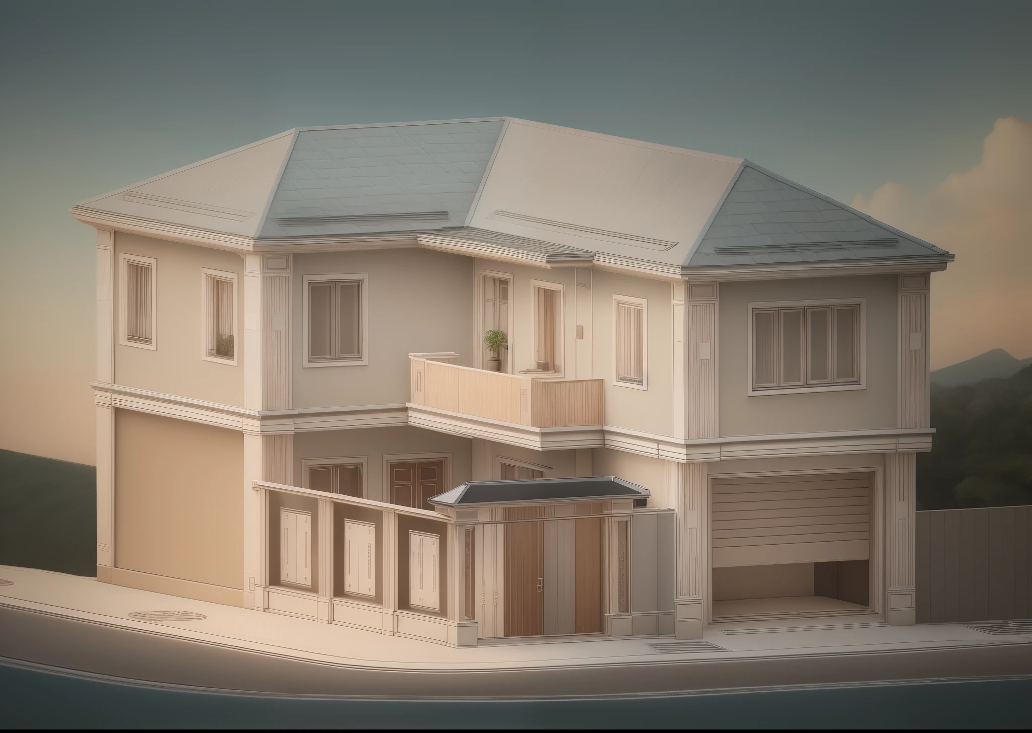 RAW photo,Masterpiece, high quality, best quality, authentic, super detail, townhouse, modern house with (tile wall:1.2), glass windows, (wooden ceiling:1.1), railing glass, gate, fence, (curve:1.1),tropical trees, day, beautifu sky, (high detailed :1.2), 8k uhd, dslr, soft lighting, high quality, film grain, Fujifilm XT3 lora:add_detail:0.5 lora:epi_noiseoffset2:0.3 lora:townhousev4:0.6