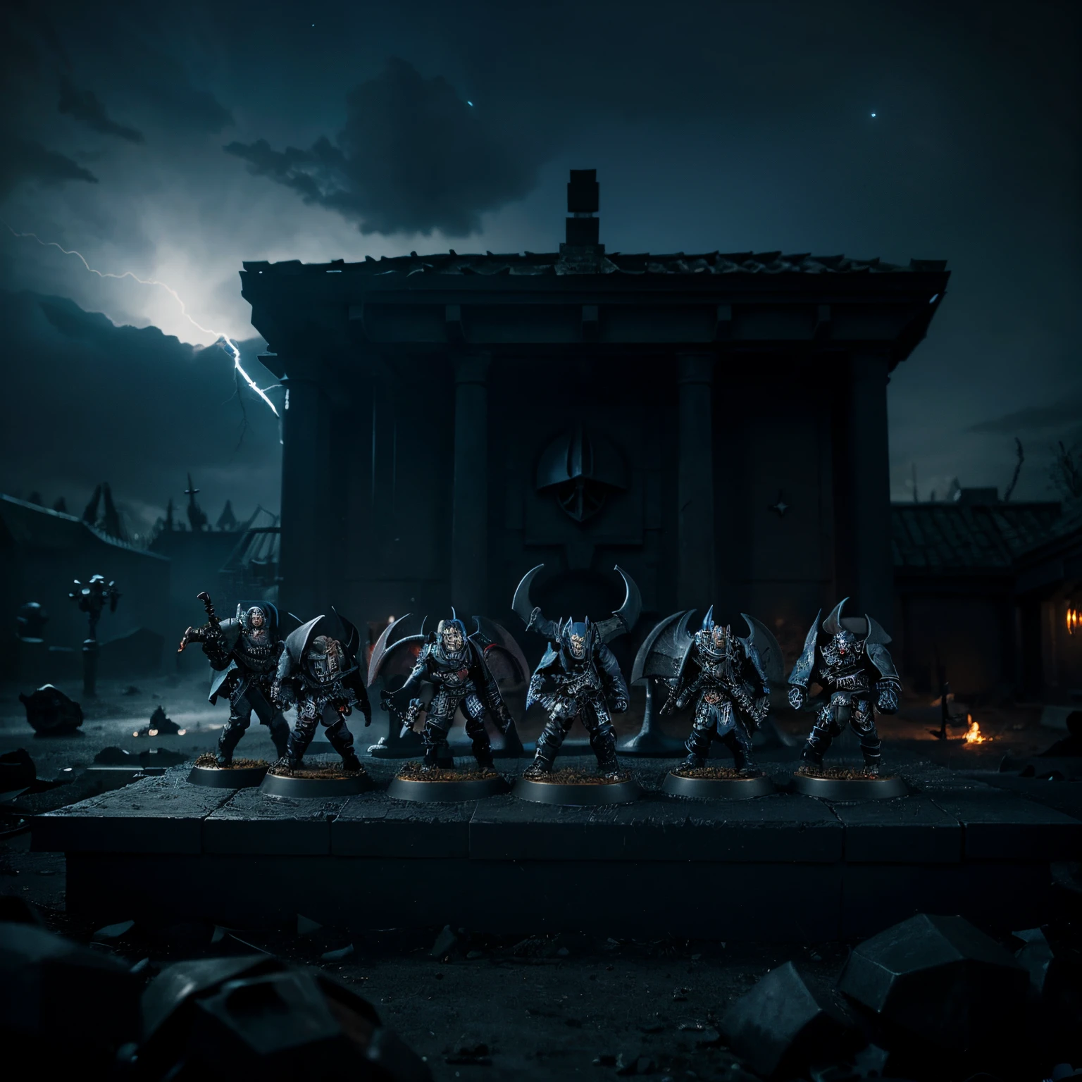 Night Lords, chaos space marines, Sci Fi,Mid night blue, grimdark, skulls, bats, lightning