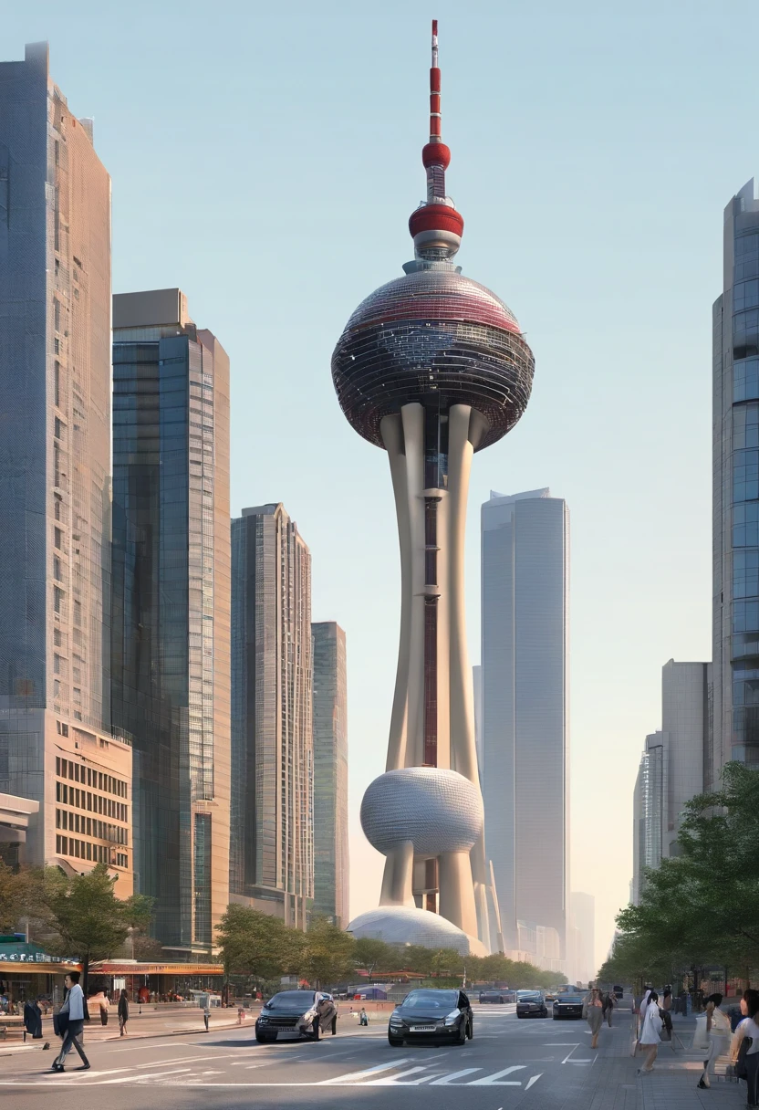 In a busy city,Shenyang city,Chinese big breasts,Shenyang TV Tower