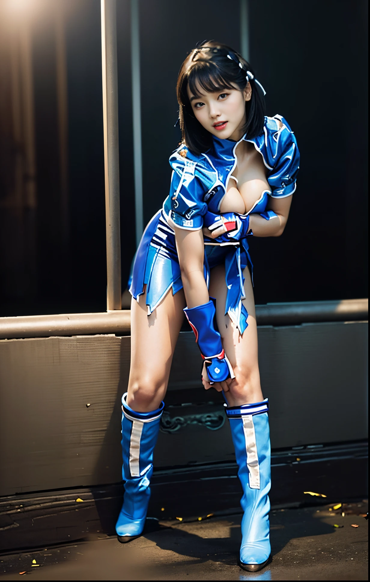 ChunLi、Street Fighter Chun-Li、Falling down、Are sleeping、s asleep、Suffering、mouth is always open sloppily、Drool is always dripping from my mouth、Asian Beautiful Girl、(((Wear black tights on your beautiful legs.)))、(((beauty legs)))、(((facial expression of smile)))、((((Make the most of the original image)))、(((Chun-Li costume)))、(((a short bob、beautiful hairl)))、(((Suffering)))、(((Feet must necessarily be worn with black tights)))、(((You need to wear red boots)))、((Top image quality、8K))、((top-quality、8K、masterpiece:1.3))、(((Keep your background simple)))、Crisp focus:1.2、Beautiful woman with perfect body shape:1.4、Slender Abs:1.2、a wet body:1.5、Highly detailed facial and skin texture、8K、beauty legs