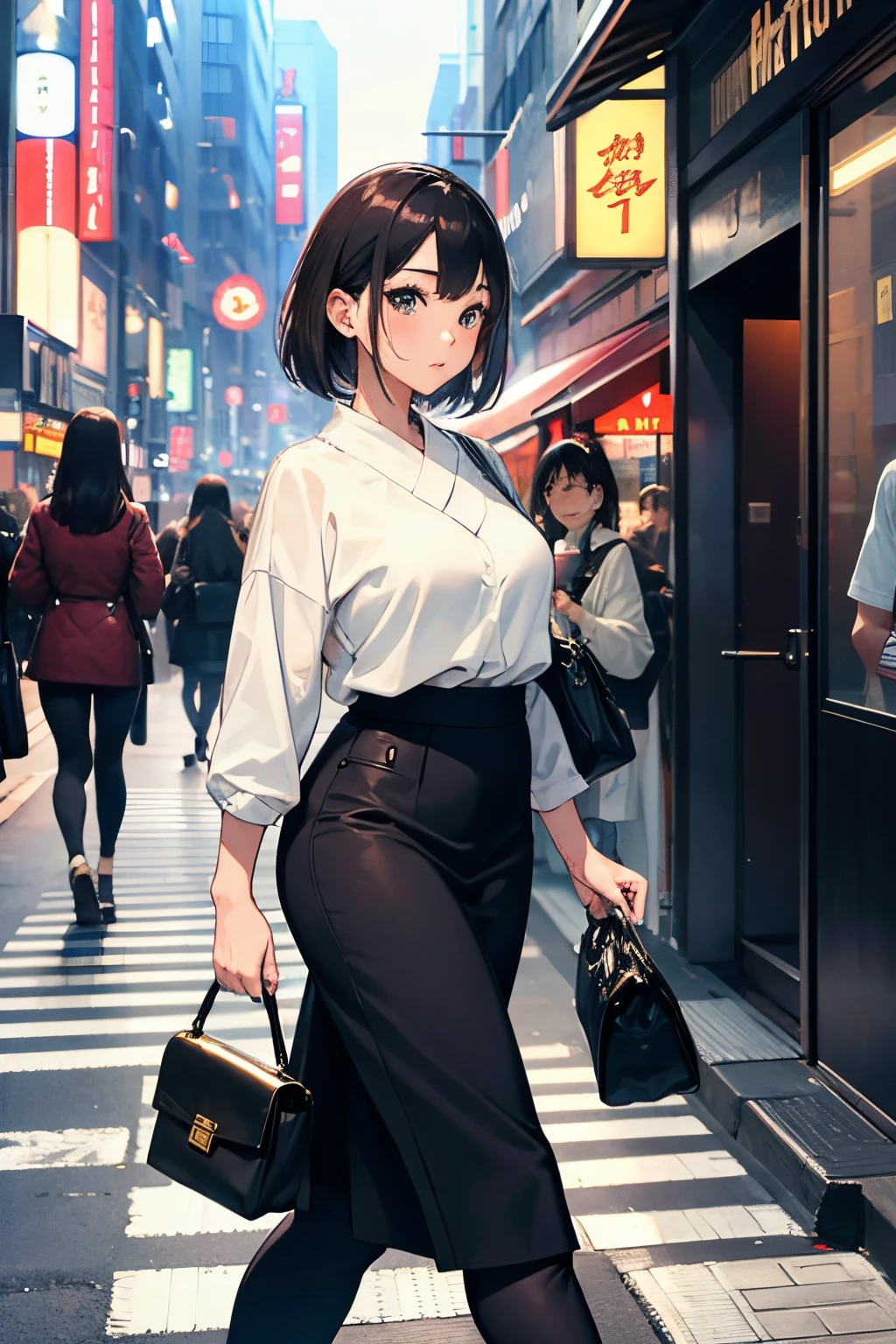 Beautuful Women、32years old、In the street、Ginza、meaty、Glamour、Walking in a hurry