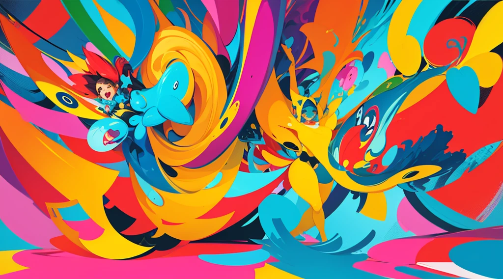abstract, masterpiece, pure joy and happiness, bold, energetic shapes, vibrant color, feelings of elation and positivity, joyful, happiness, aesthetic, high resolution, high quality