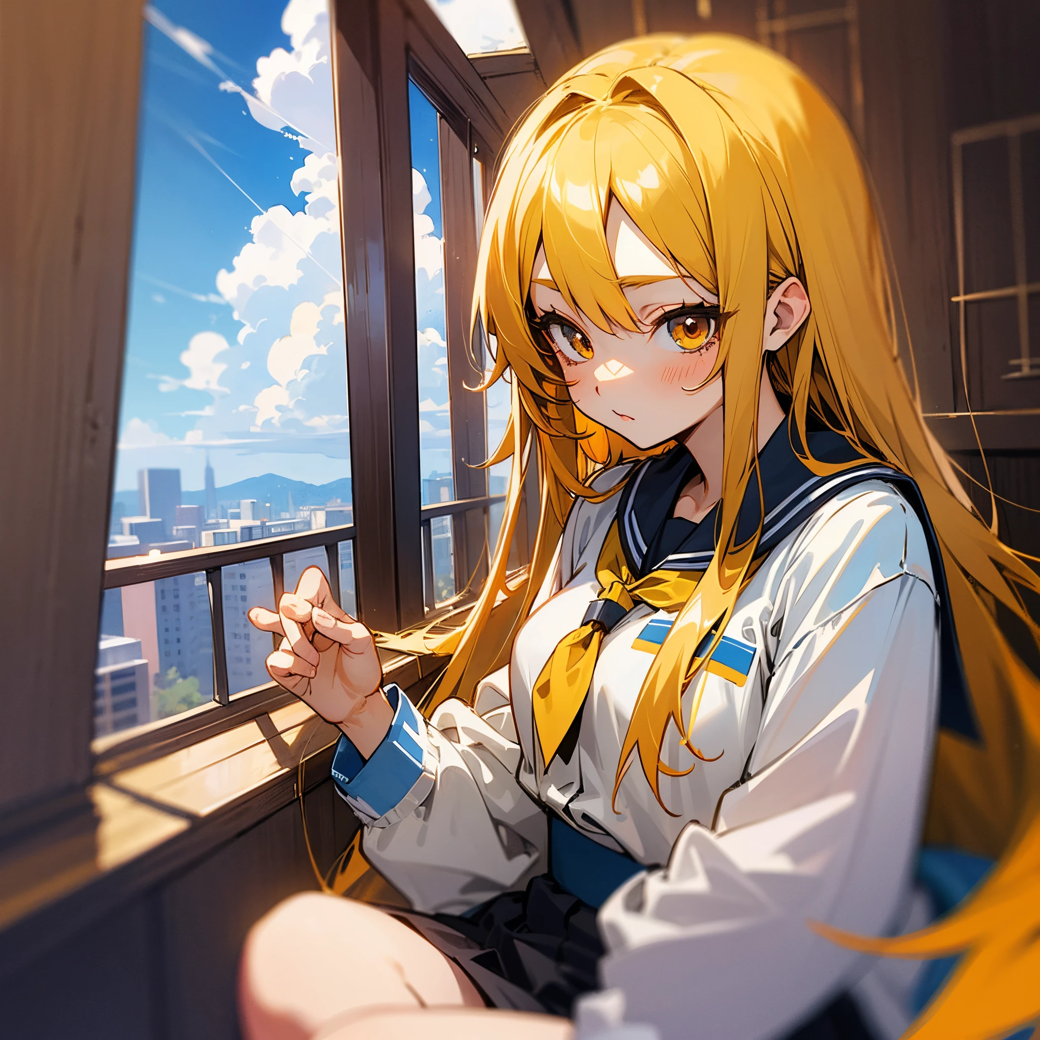 longhair kawaii redeye BlueSky anime snsicon yellowhair Japanesehigh schoolstudent --auto --s2