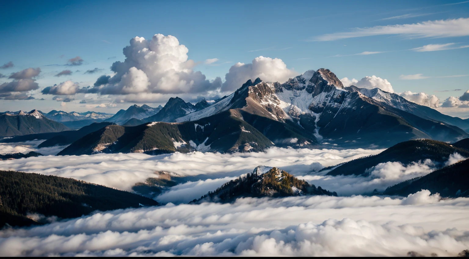 clouds over a mountain valley