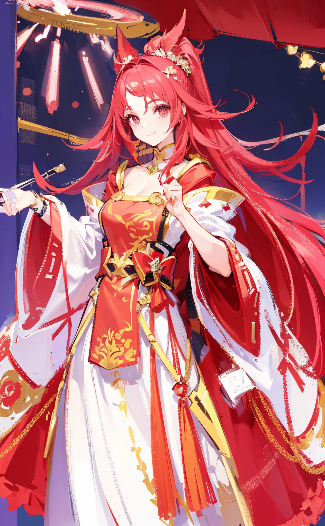 (((tmasterpiece:1.4,best qualtiy))+,(hyper-detailing)+,(Ultra-detailed eyes)+,(Ultra-detailed hair)+,Red eyes,Girl with a smile