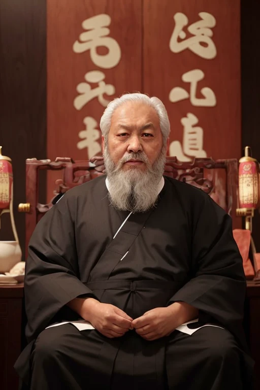 Arafad man with long white beard sitting on chair, Taoist, inspired by Wu Daozi, Taoist, Inspired by Li Shixing, Inspired by Hu Zaobin, He was about 8 0 years old, Taoist, inspired by Li Shan, Inspired by Lee Jae, Inspired by Cao Zhibai