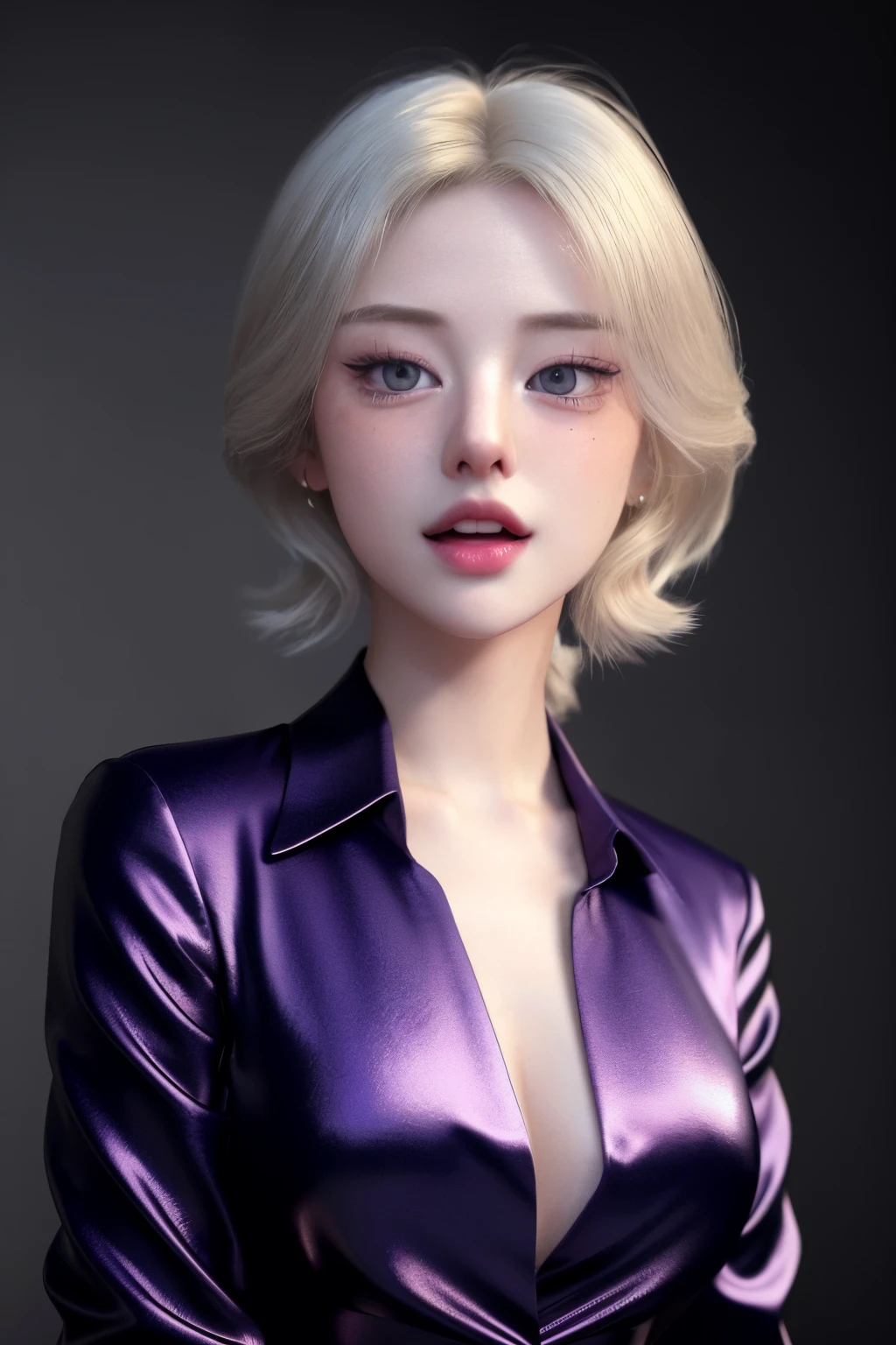 ulzzang-6500-v1.1:0.2, 1girl,beautiful vintage color, instagram (photorealistic, high resolution:1.4), ((puffy eyes)), looking at viewer, , full body (8k, RAW photo, best quality, masterpiece:1.2), (realistic, photo-realistic:1.37),(sharp focus:1.2), professional lighting, photon mapping, radiosity, physically-based rendering, (pale skin:1.2),(small breasts:1.2), looking at viewer, (middle hair:1.5), portrait, purple eyes, (sliver hair:1.1),bangs, (simple background:1.4), solo, upper body, realistic,(masterpiece:1.4),(best quality:1.4),(shiny skin),fashi-girl,makeup,smile(skinny,closed mouth,shy :1.3) ,(standing,black Stewardess uniform),medium bust,sexy pose, naked showing boobs , sticking tongue out