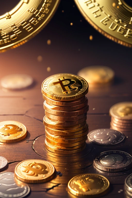 money、Cryptocurrencies、investment、Background reflation function is simple、light and hope、Dreams、mirai、Deities、water and wind、There are no people、Landscape only、5 rows of gold coins stacked from the left、6 layer gold coin、7 rows of gold coins arranged in order