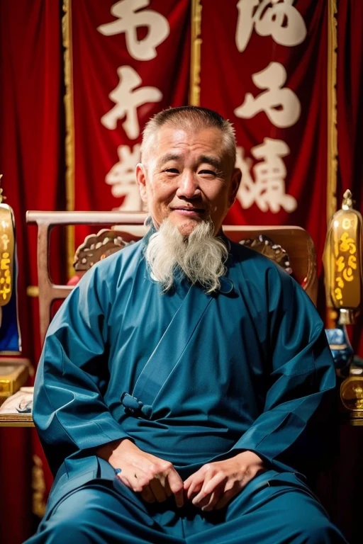 arafed man with a long white beard sitting in a chair, taoist priest, inspired by Wu Daozi, taoist master, inspired by Li Shixing, inspired by Hu Zaobin, he is about 8 0 , daoist, inspired by Li Shan, inspired by Li Zai, inspired by Cao Zhibai