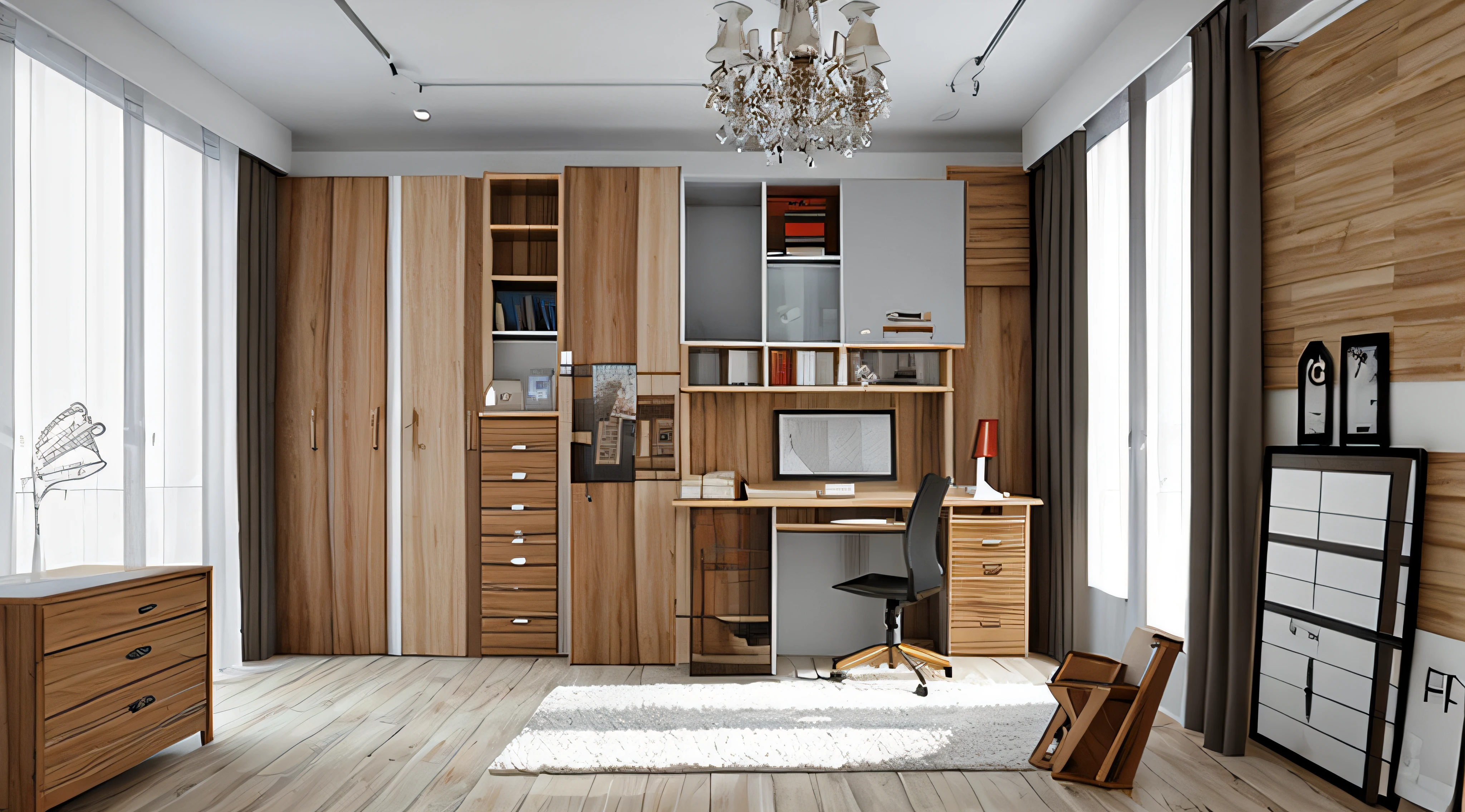 Designer'room with at wooden