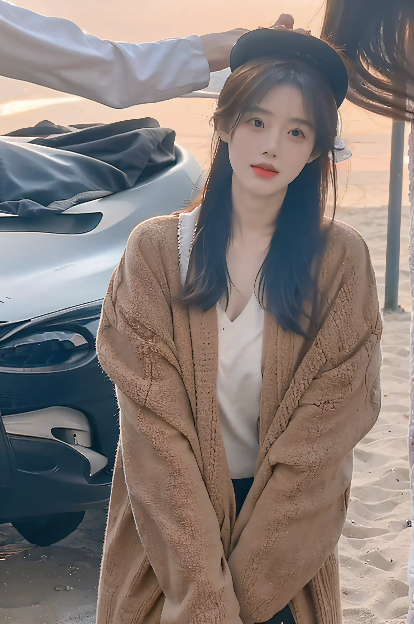 Raised sexy,Beutiful women,比基尼,Seafront,The medium scene is,Hats,blacksilk