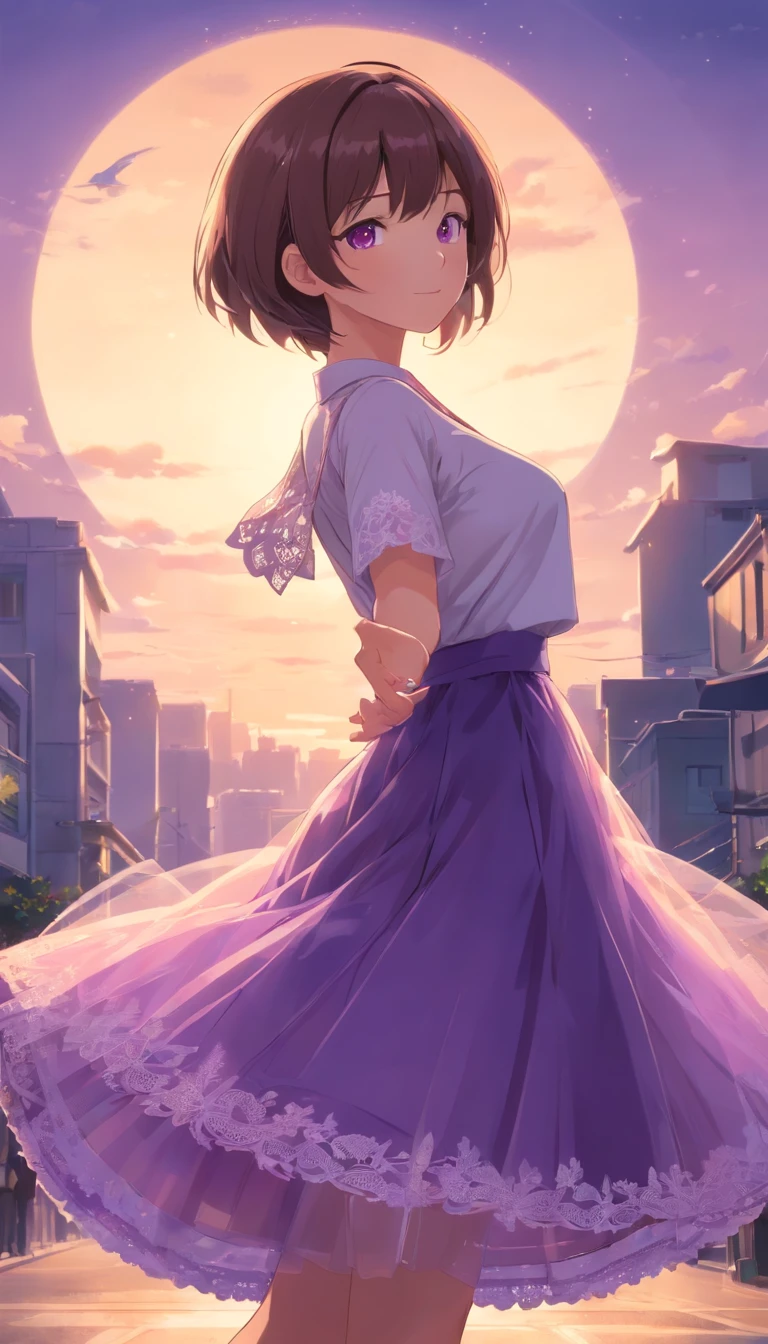 tmasterpiece,Best Picture Quality,HD 8K wallpaper,Nice photos,elegant single woman,Purple gold circle dress,shinning eyes,Every detail is perfect,A masterpiece of exquisite beauty,pure beauty and lightness,Moderate aesthetics,Gentle and elegant,Huge big breasts,Attention to detail,purer tulle,Conservative purple lace circle skirt