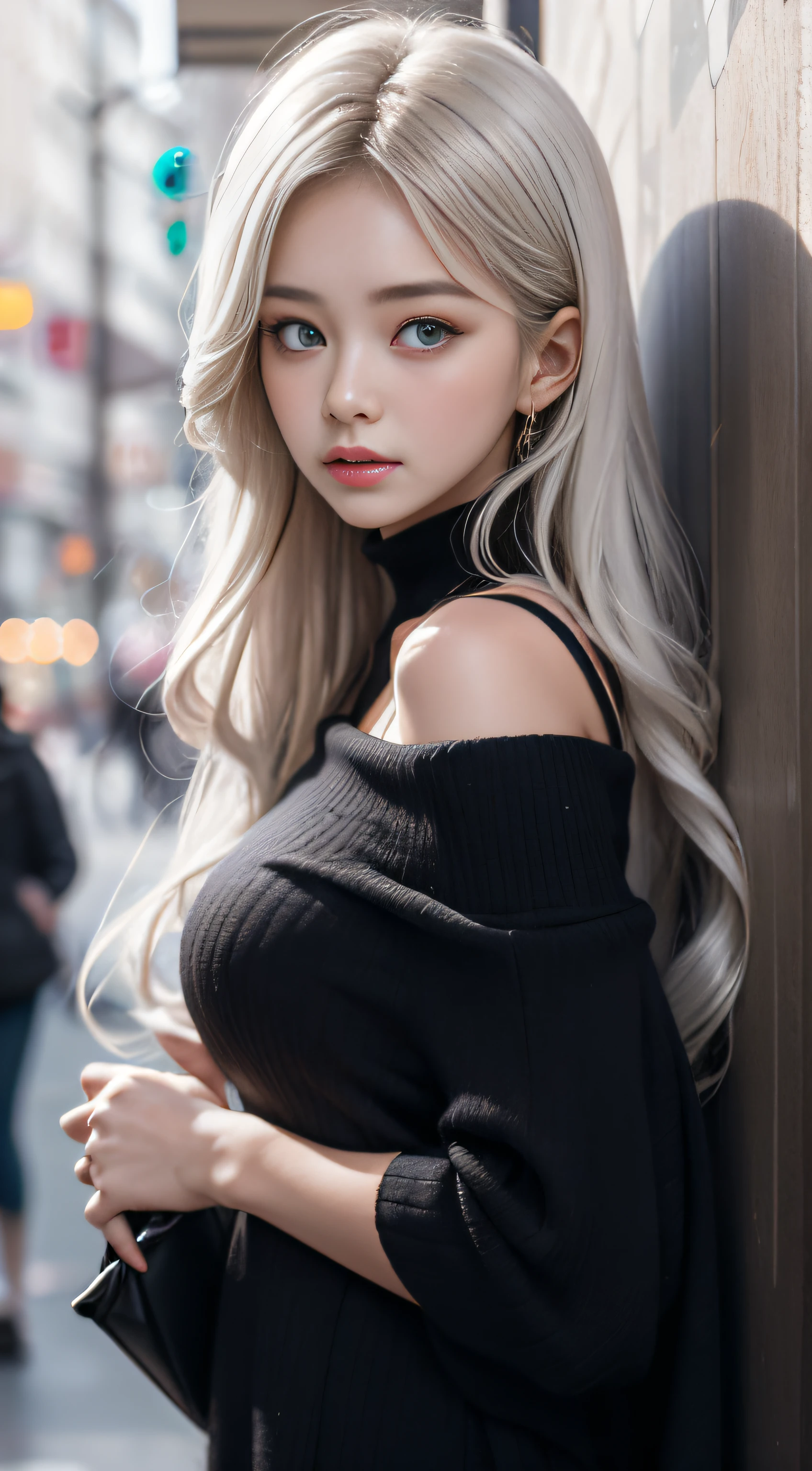 double whirlwind pattern design garment,Iris heterochromatic pupil,silver-haired girl,Wallpaper HD of,off shoulders、