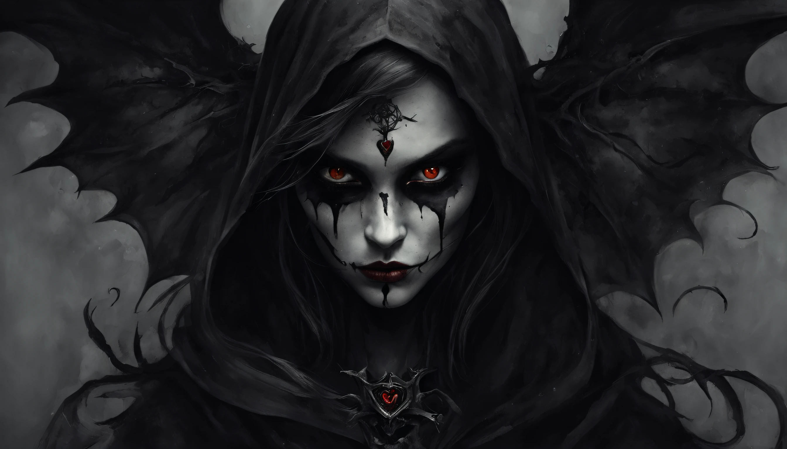 a terrifying mental image of a female figure of pure evil immersed in a hideous and hellish environment, obscure place coming from hell, dark ritual, appearance like a demon with sinister glowing eyes that evoke instant terror, evil beast, fiend, demon, abyss, infernal, nether, damnation, hellish attire that exude an evil glowing aura, flesh, bones, skull, blood, environment around as a hellscape, distorted shadows, agonizing, obscure, terrifying nightmare, horror, demonic presence, gore, grume, slaughter, carnage, butchery, highest quality, 4k, best composition, depth of field, bloom, lens 1.8, 25 mm, masterpiece